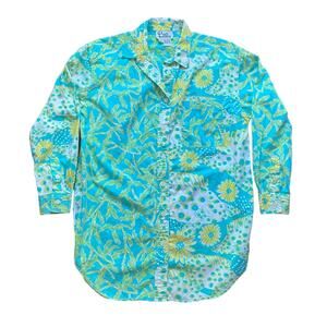 Vintage Lilly Pulitzer Women's Size Medium Tunic Shirt Blue Yellow Fish Floral